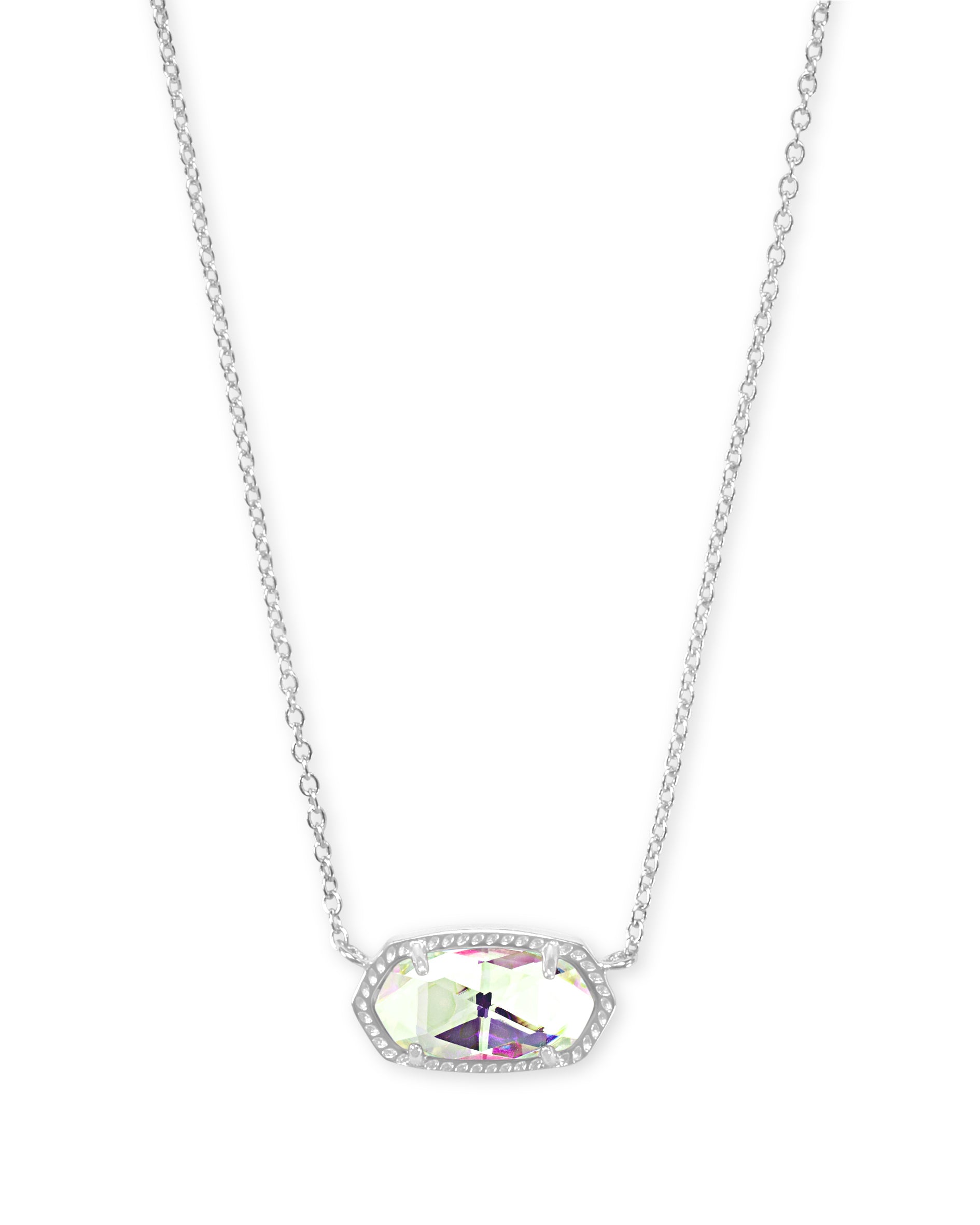 Kendra Scott ELISA SHORT PENDANT NECKLACE RHODIUM DICHROIC GLASS-Jewelry - Necklaces-Dear Me Southern Boutique, located in DeRidder, Louisiana