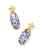 Kendra Scott Elle Star Gold Drop Earrings - Red White Blue Illusion-Jewelry-Dear Me Southern Boutique, located in DeRidder, Louisiana
