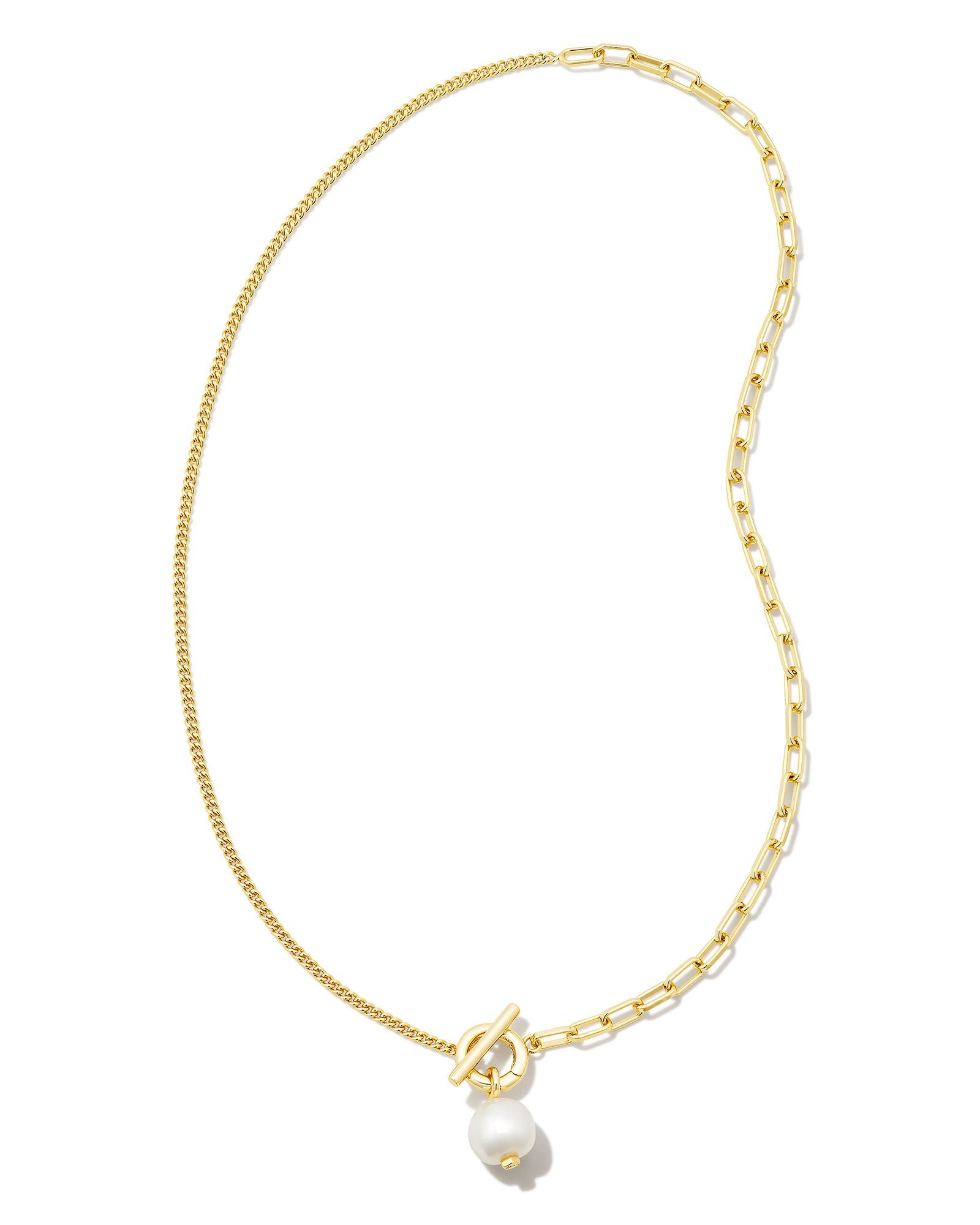 Kendra Scott LEIGHTON PEARL CHAIN NECKLACE GOLD WHITE PEARL-Jewelry-Dear Me Southern Boutique, located in DeRidder, Louisiana