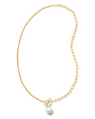 Kendra Scott LEIGHTON PEARL CHAIN NECKLACE GOLD WHITE PEARL-Jewelry-Dear Me Southern Boutique, located in DeRidder, Louisiana
