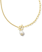 Kendra Scott LEIGHTON PEARL CHAIN NECKLACE GOLD WHITE PEARL-Jewelry-Dear Me Southern Boutique, located in DeRidder, Louisiana