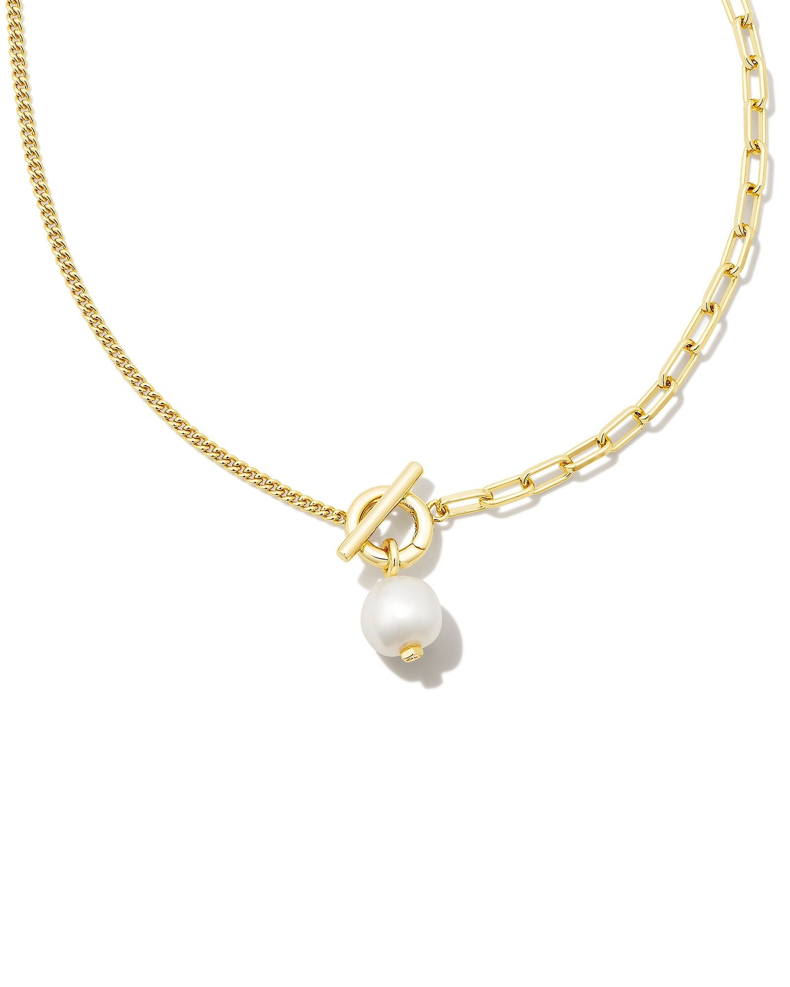 Kendra Scott LEIGHTON PEARL CHAIN NECKLACE GOLD WHITE PEARL-Jewelry-Dear Me Southern Boutique, located in DeRidder, Louisiana
