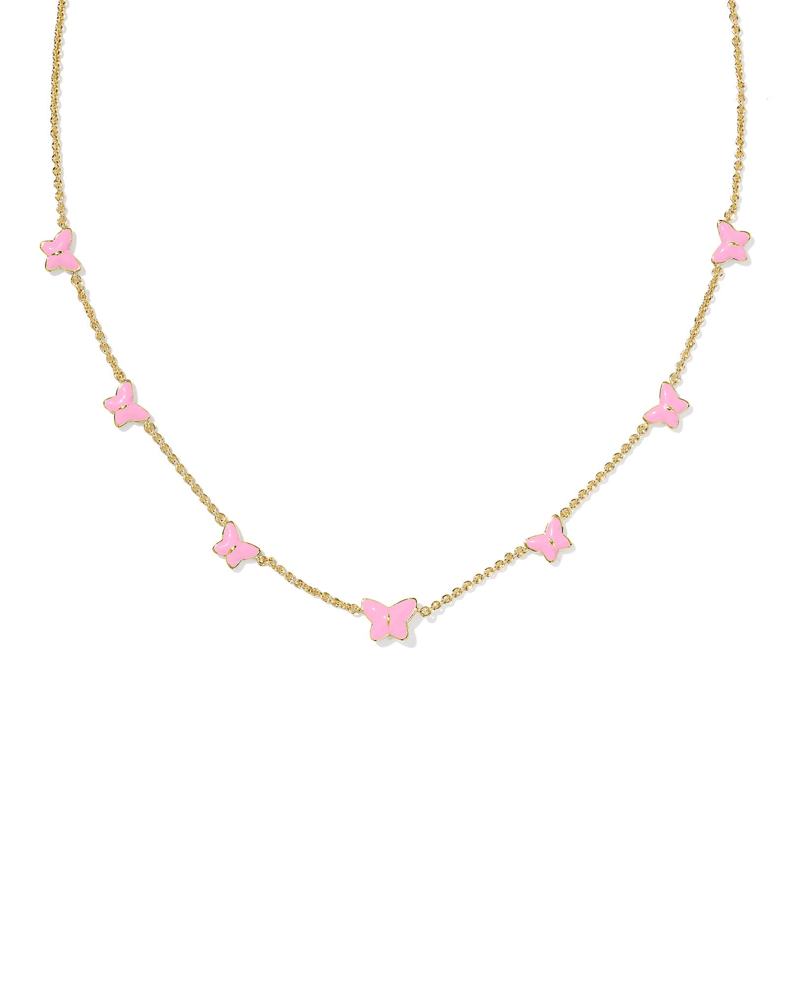 Kendra Scott Lillia Butterfly Enamel Strand Necklace Rhod Pink Enamel, Silver-Jewelry-Dear Me Southern Boutique, located in DeRidder, Louisiana