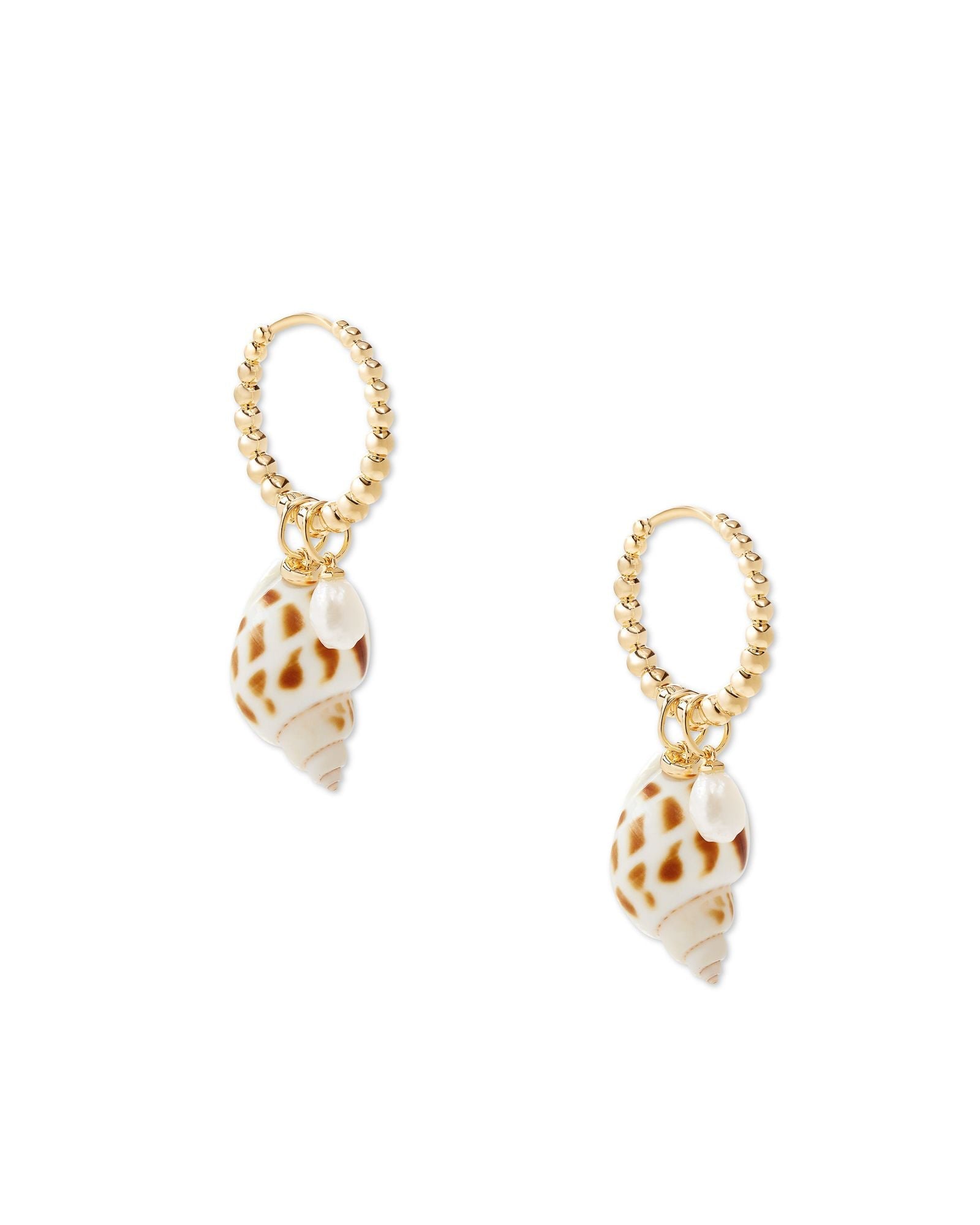 Kendra Scott Oleana Gold Huggie Earrings in Spotted Shell-Jewelry-Dear Me Southern Boutique, located in DeRidder, Louisiana