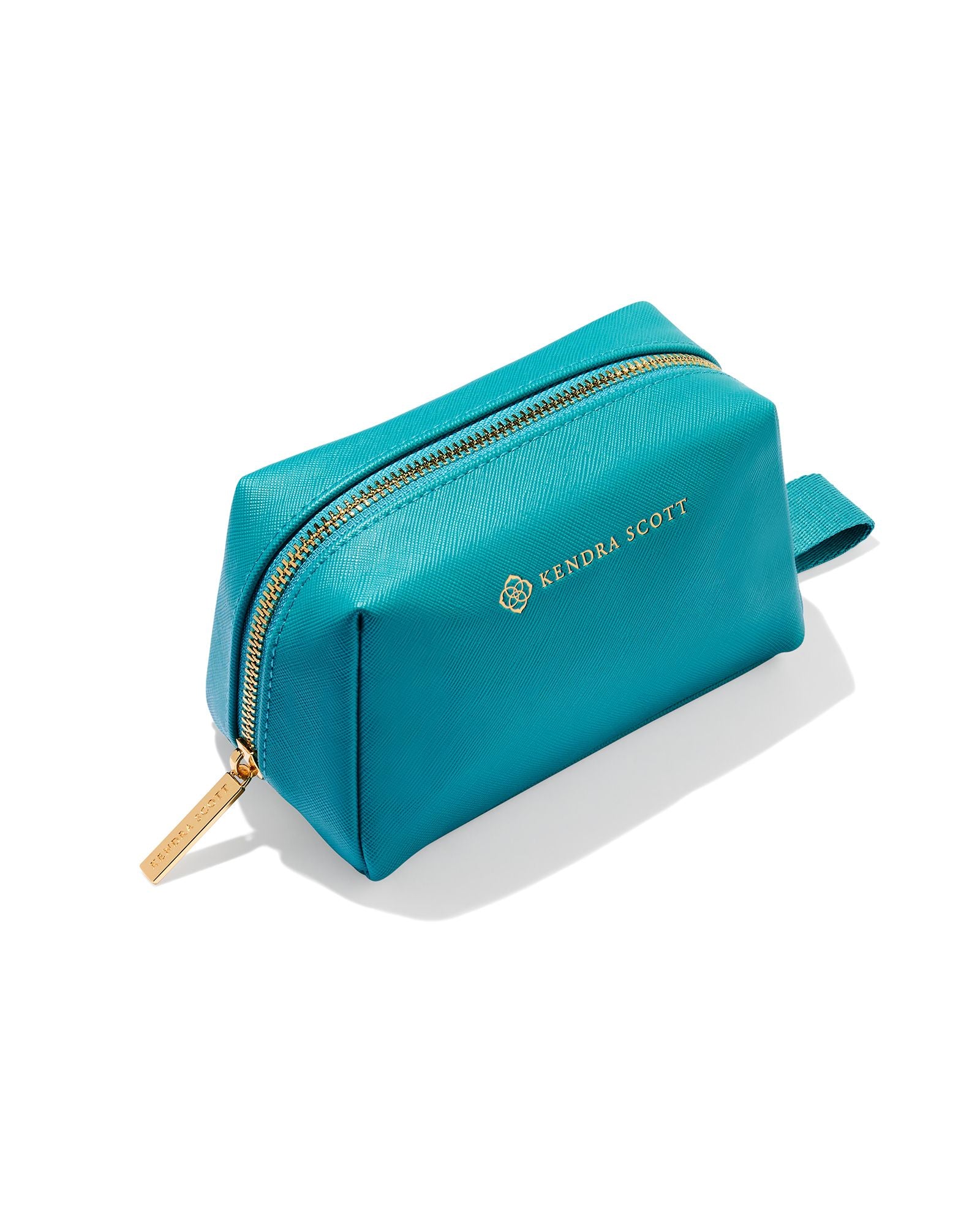 Kendra Scott Small Cosmetic Zip Case in Dark Turquoise-Makeup Bags-Dear Me Southern Boutique, located in DeRidder, Louisiana