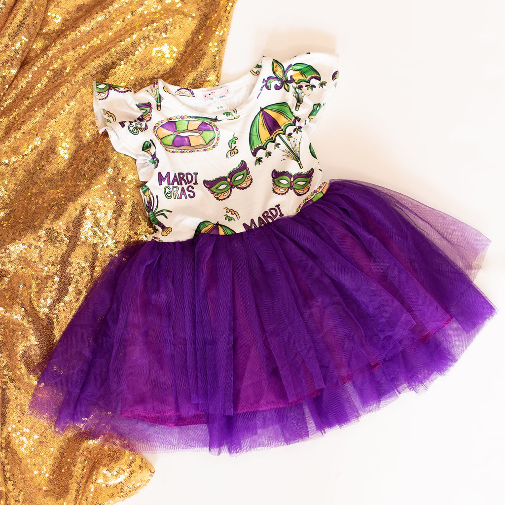 Kids Mardi Gras Tutu Dress-Kids-Dear Me Southern Boutique, located in DeRidder, Louisiana