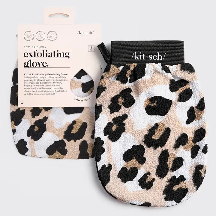 Kitsch Exfoliating Glove- Leopard-Health/Beauty-Dear Me Southern Boutique, located in DeRidder, Louisiana