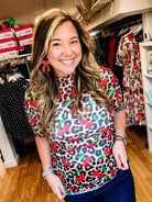 Kora Short Sleeve Mesh Top- Cherries Gone Wild-Mesh Top-Dear Me Southern Boutique, located in DeRidder, Louisiana