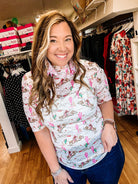 Kora Short Sleeve Mesh Top- Desert Darling-Dear Me Southern Boutique, located in DeRidder, Louisiana