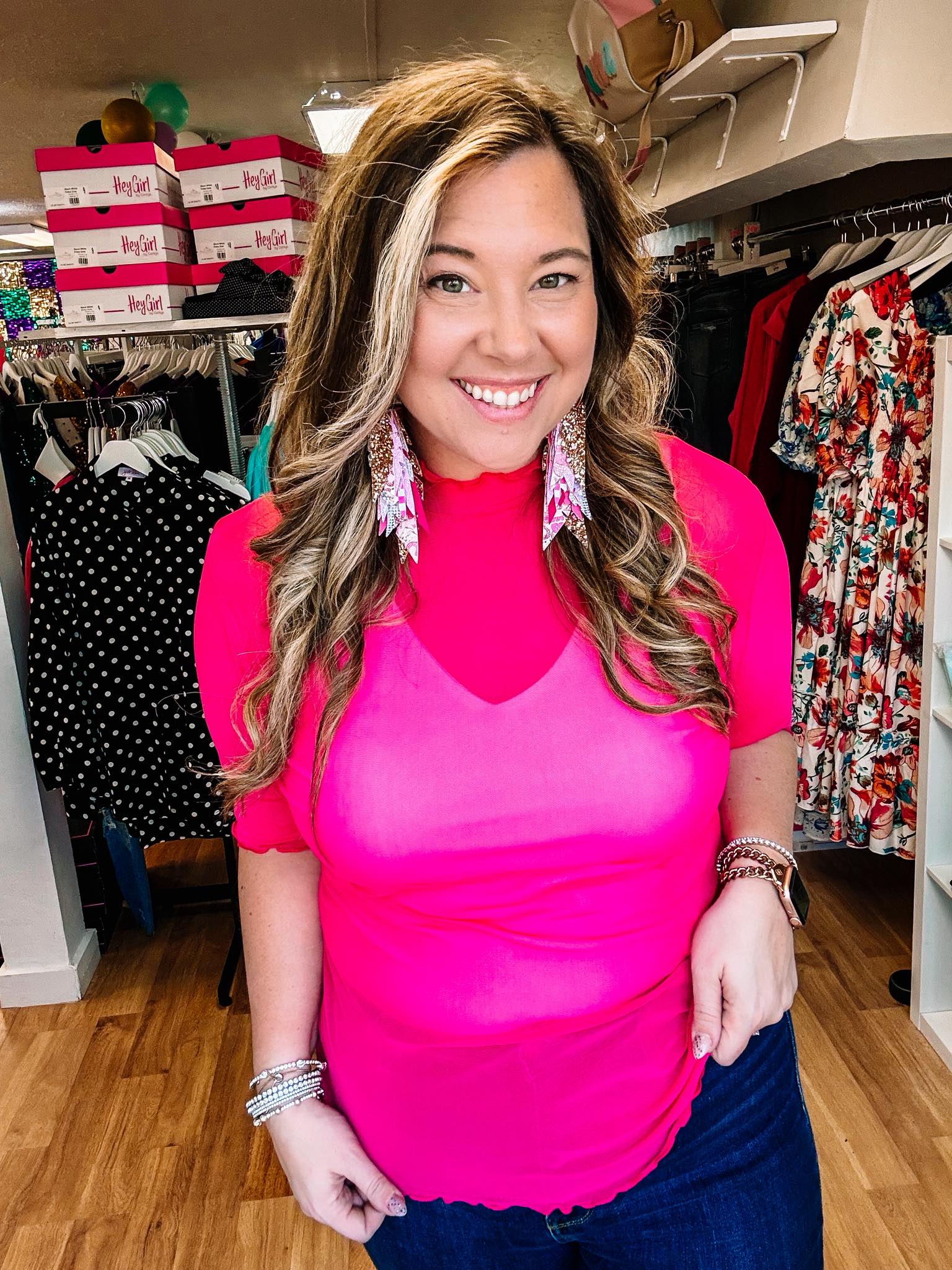 Kora Short Sleeve Mesh Top- Magenta-Dear Me Southern Boutique, located in DeRidder, Louisiana