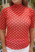 Kora Short Sleeve Mesh Top- Red Polka Dot-Mesh Top-Dear Me Southern Boutique, located in DeRidder, Louisiana