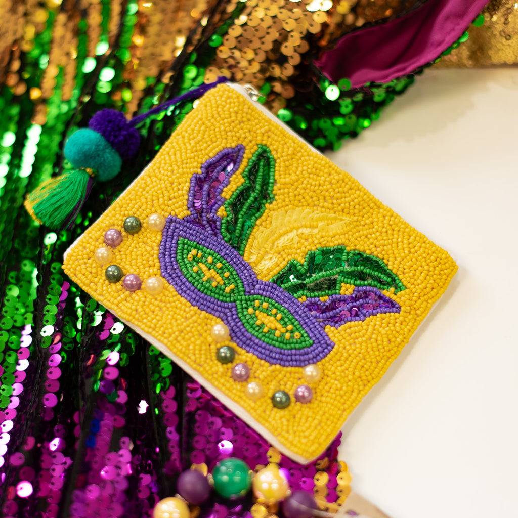 Krewe Mask Coin Purse-Bags-Dear Me Southern Boutique, located in DeRidder, Louisiana