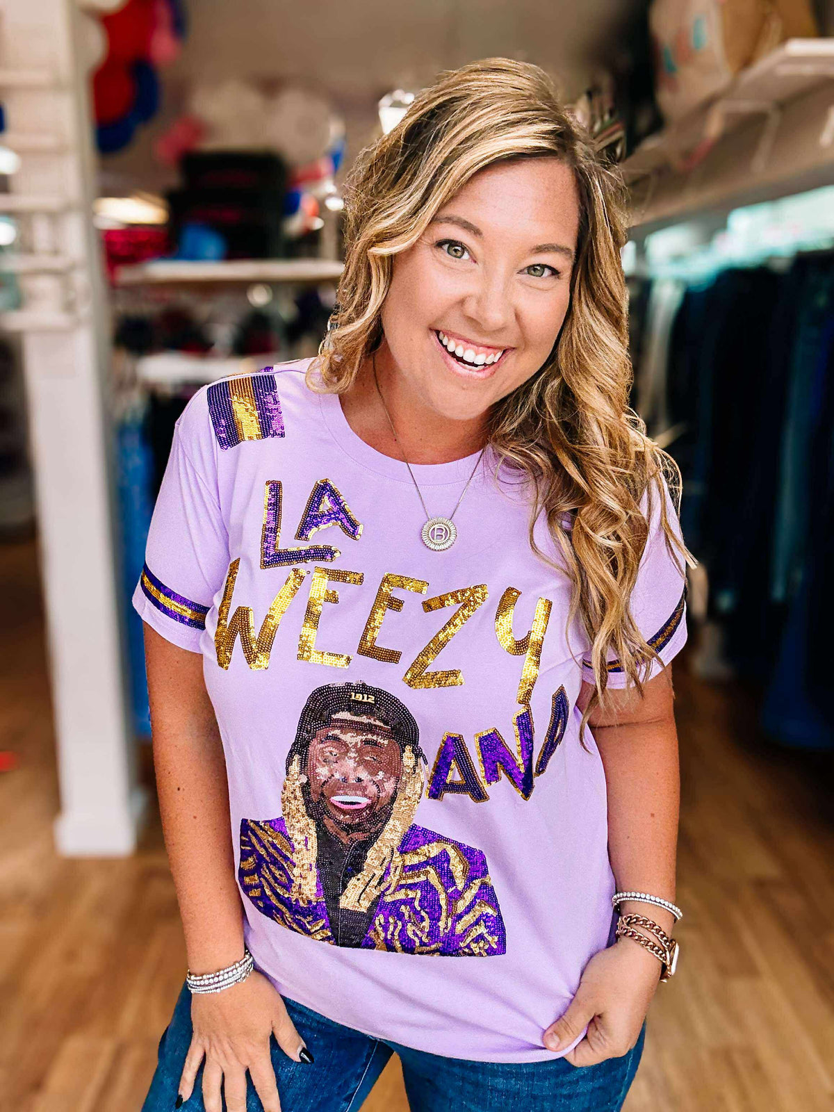 LA-Weezy-Ana Tigers Sequin Tee-Game Day-Dear Me Southern Boutique, located in DeRidder, Louisiana