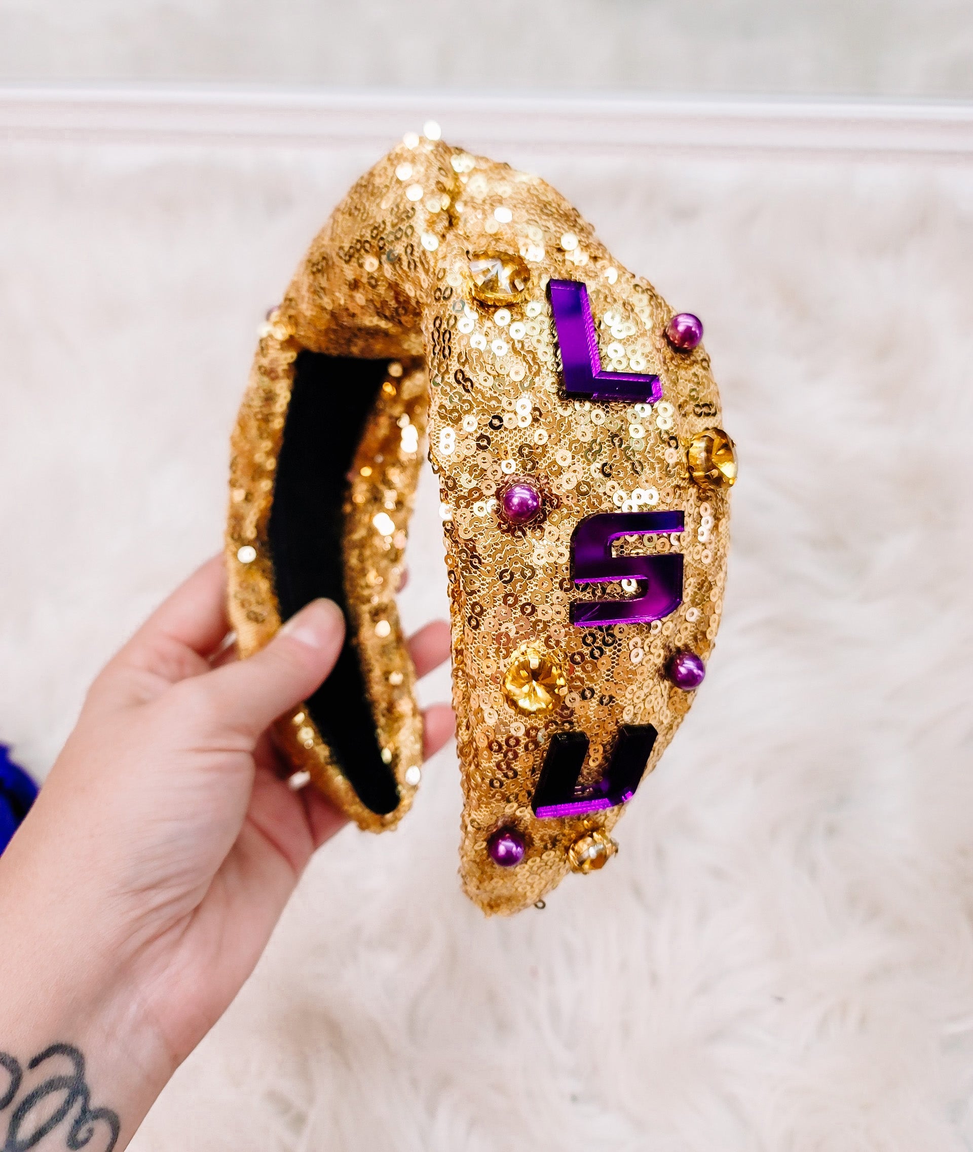LSU Gold Headband-Game Day-Dear Me Southern Boutique, located in DeRidder, Louisiana