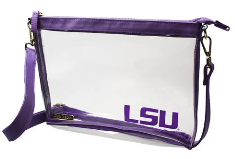 LSU Large Clear Crossbody-Apparel & Accessories-Dear Me Southern Boutique, located in DeRidder, Louisiana