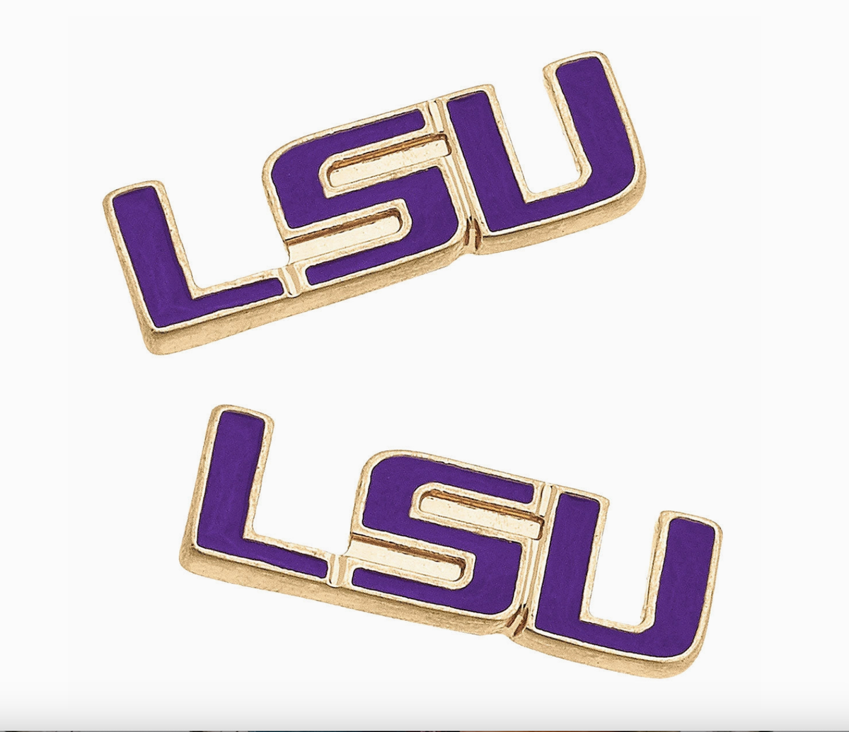 LSU Tigers Enamel Stud Earrings-Game Day-Dear Me Southern Boutique, located in DeRidder, Louisiana