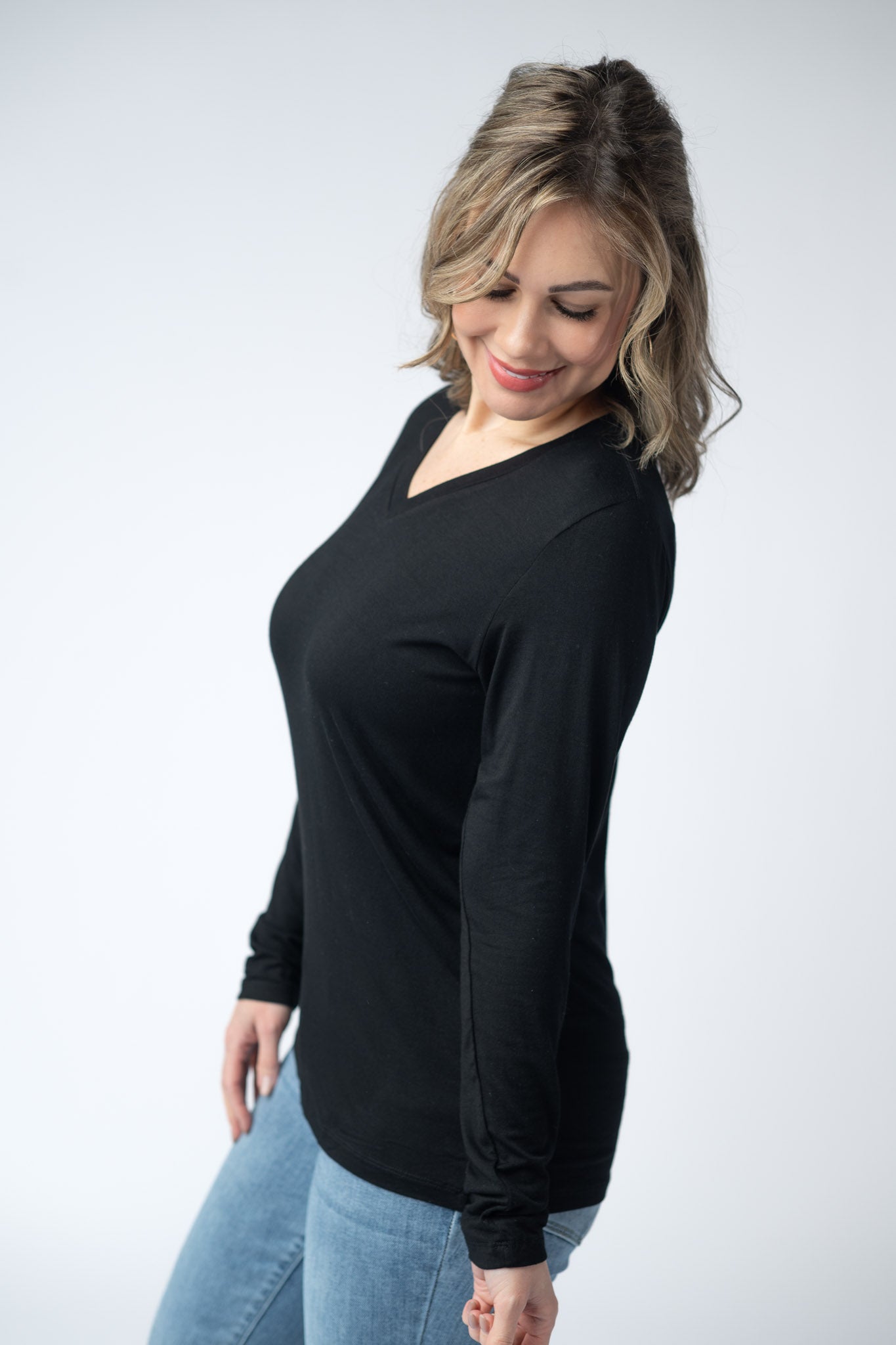 Larissa Long Sleeve - Black-Tops-Dear Me Southern Boutique, located in DeRidder, Louisiana
