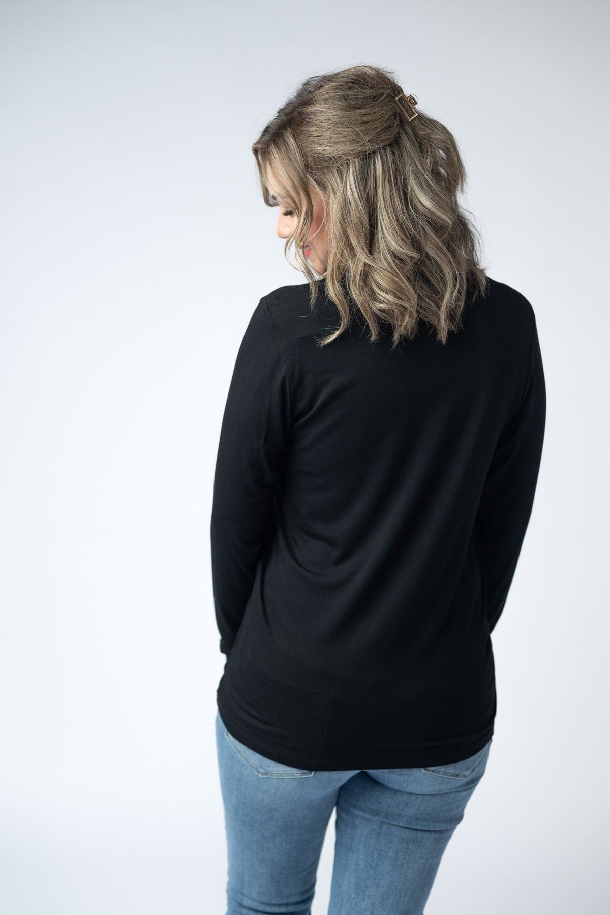 Larissa Long Sleeve - Black-Tops-Dear Me Southern Boutique, located in DeRidder, Louisiana