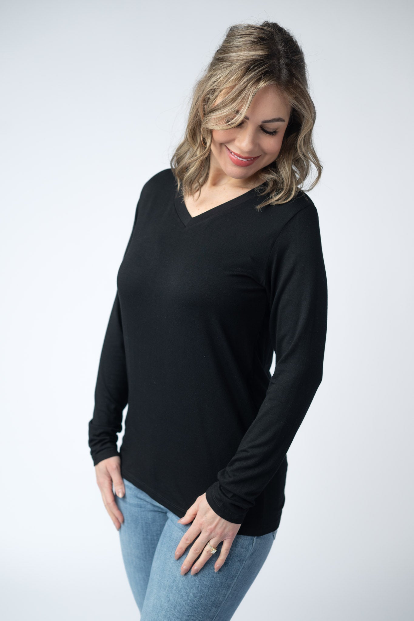 Larissa Long Sleeve - Black-Tops-Dear Me Southern Boutique, located in DeRidder, Louisiana