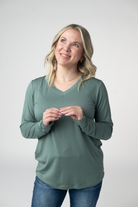 Larissa Long Sleeve - Dusty Jade-Tops-Dear Me Southern Boutique, located in DeRidder, Louisiana