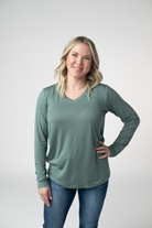 Larissa Long Sleeve - Dusty Jade-Tops-Dear Me Southern Boutique, located in DeRidder, Louisiana