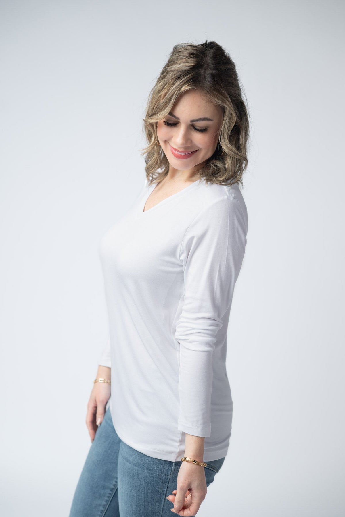Larissa Long Sleeve - White-Tops-Dear Me Southern Boutique, located in DeRidder, Louisiana