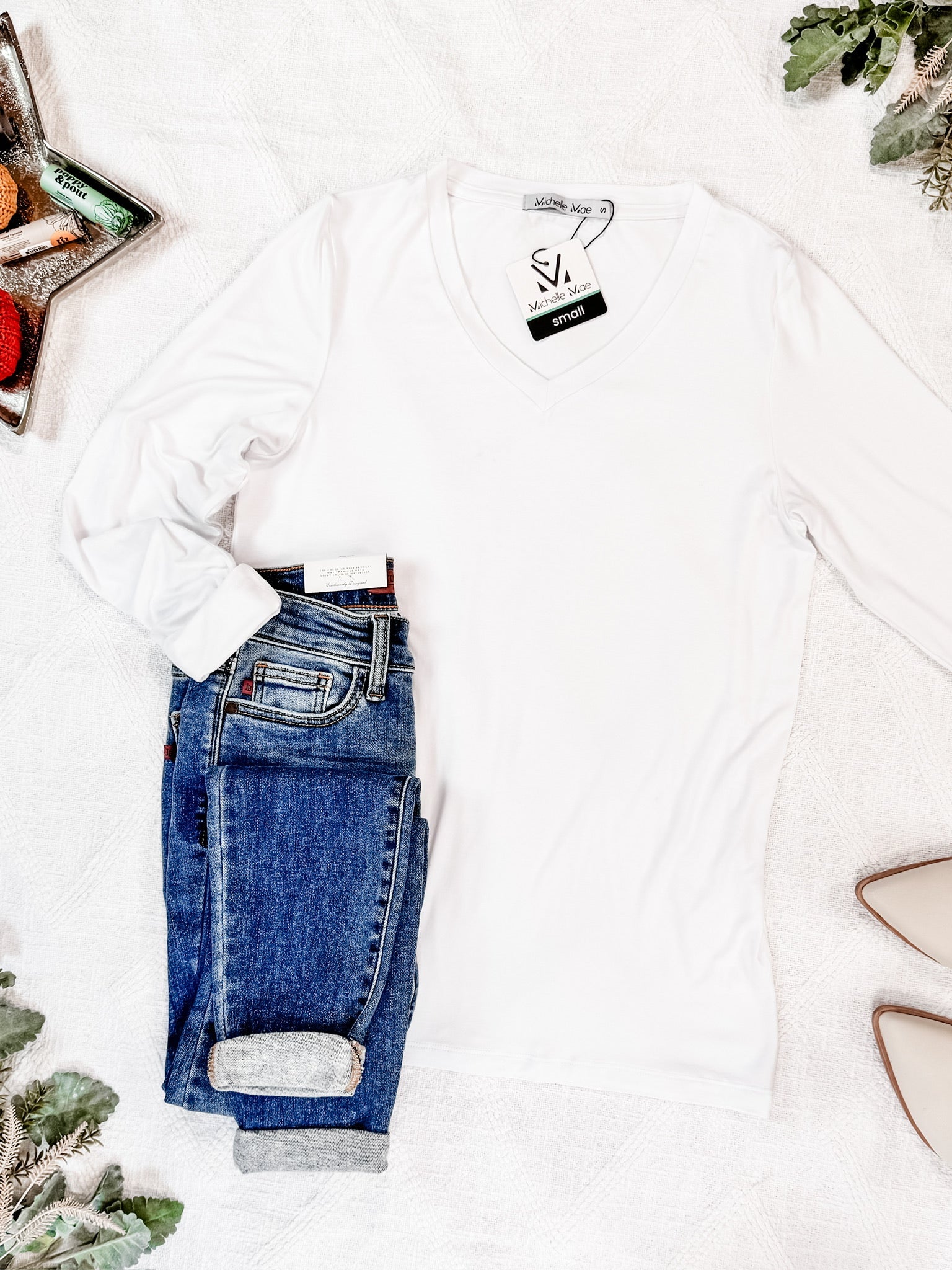 Larissa Long Sleeve - White-Tops-Dear Me Southern Boutique, located in DeRidder, Louisiana