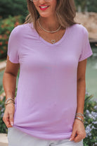 Lavender Basic Tee-Graphic Tops-Dear Me Southern Boutique, located in DeRidder, Louisiana