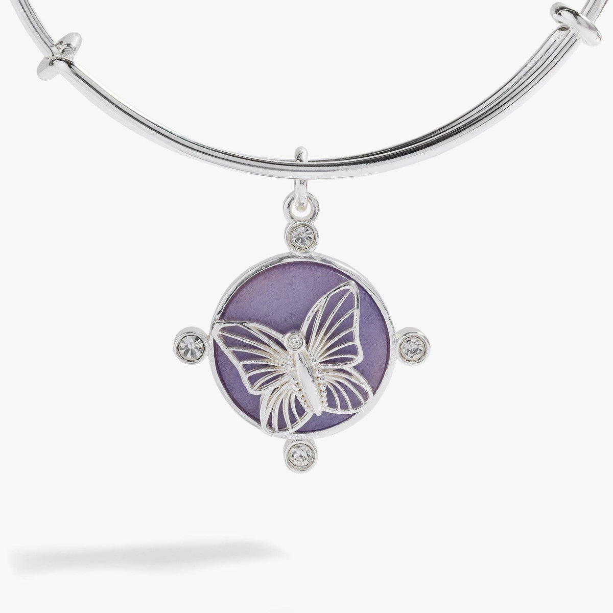Lavender Butterfly Charm Bangle-Jewelry - Bracelets-Dear Me Southern Boutique, located in DeRidder, Louisiana