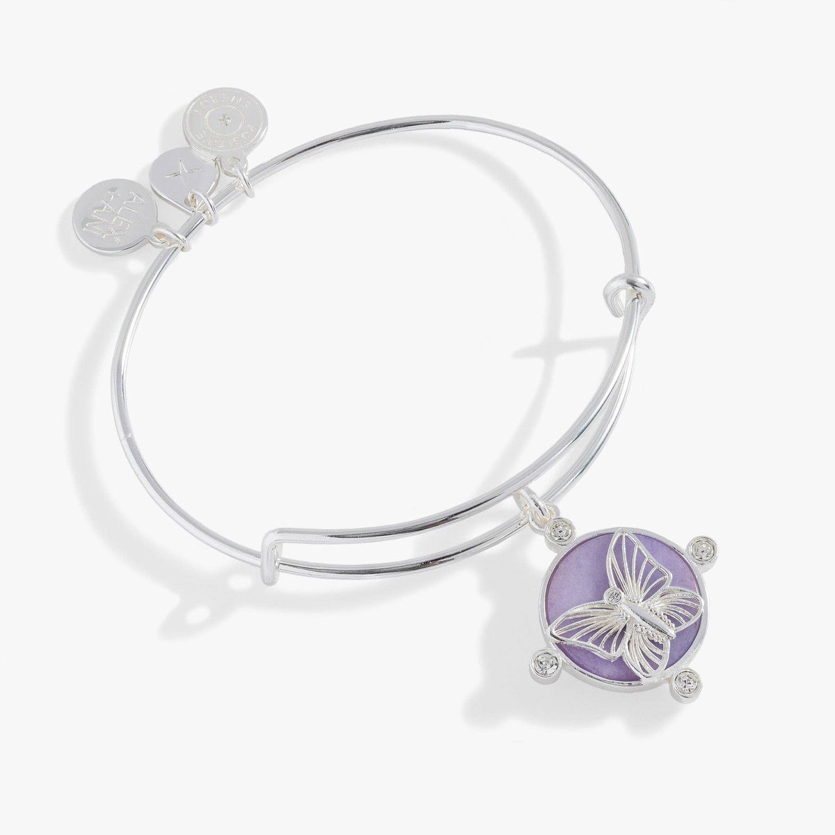 Lavender Butterfly Charm Bangle-Jewelry - Bracelets-Dear Me Southern Boutique, located in DeRidder, Louisiana
