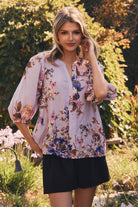 Lavender Daydream Floral Blouse-Blouses-Dear Me Southern Boutique, located in DeRidder, Louisiana