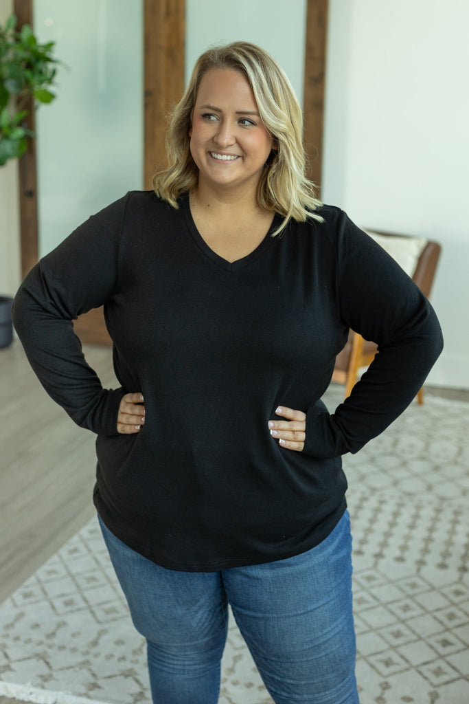 Leah Long Sleeve Top - Black-Dear Me Southern Boutique, located in DeRidder, Louisiana