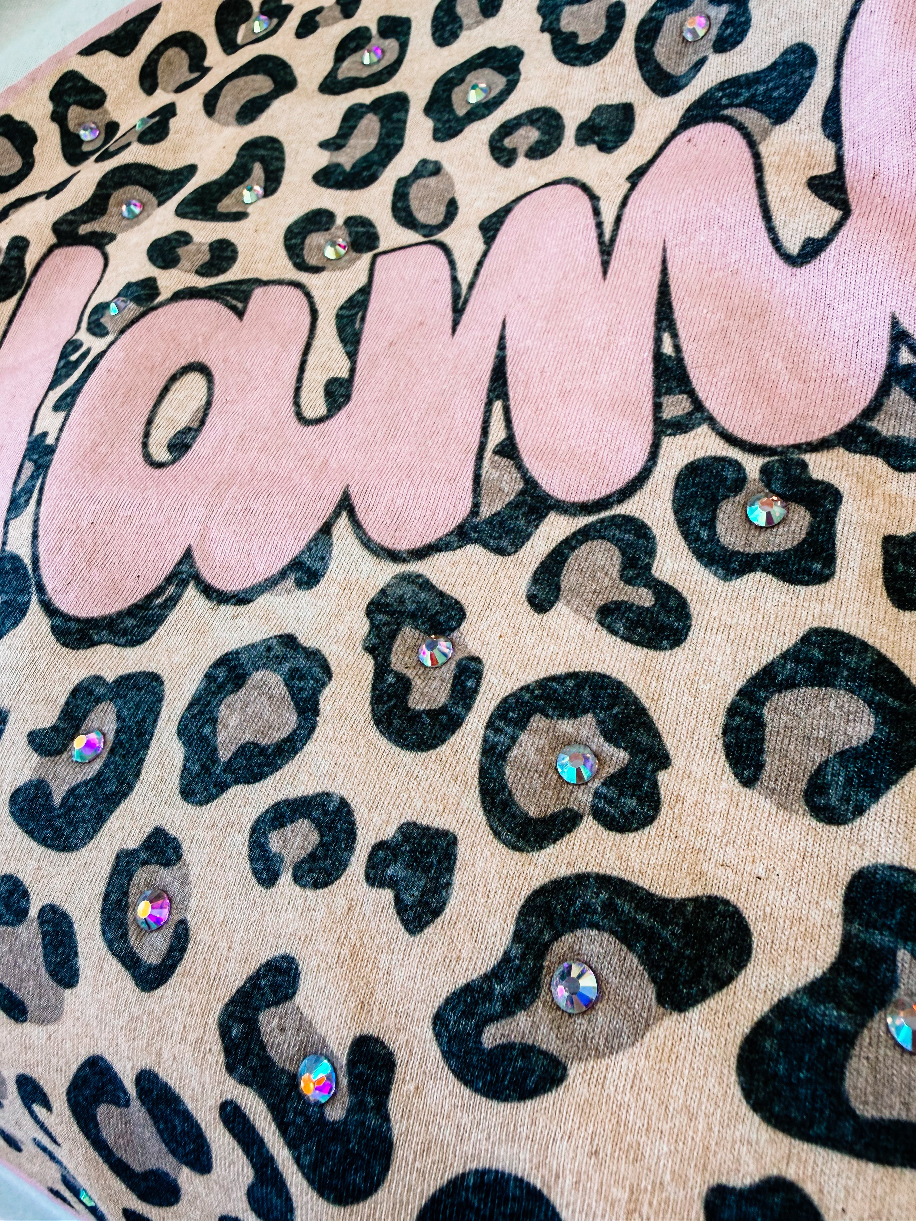 Leopard Love Mama Bougie Rhinestone Tee-Tees-Dear Me Southern Boutique, located in DeRidder, Louisiana