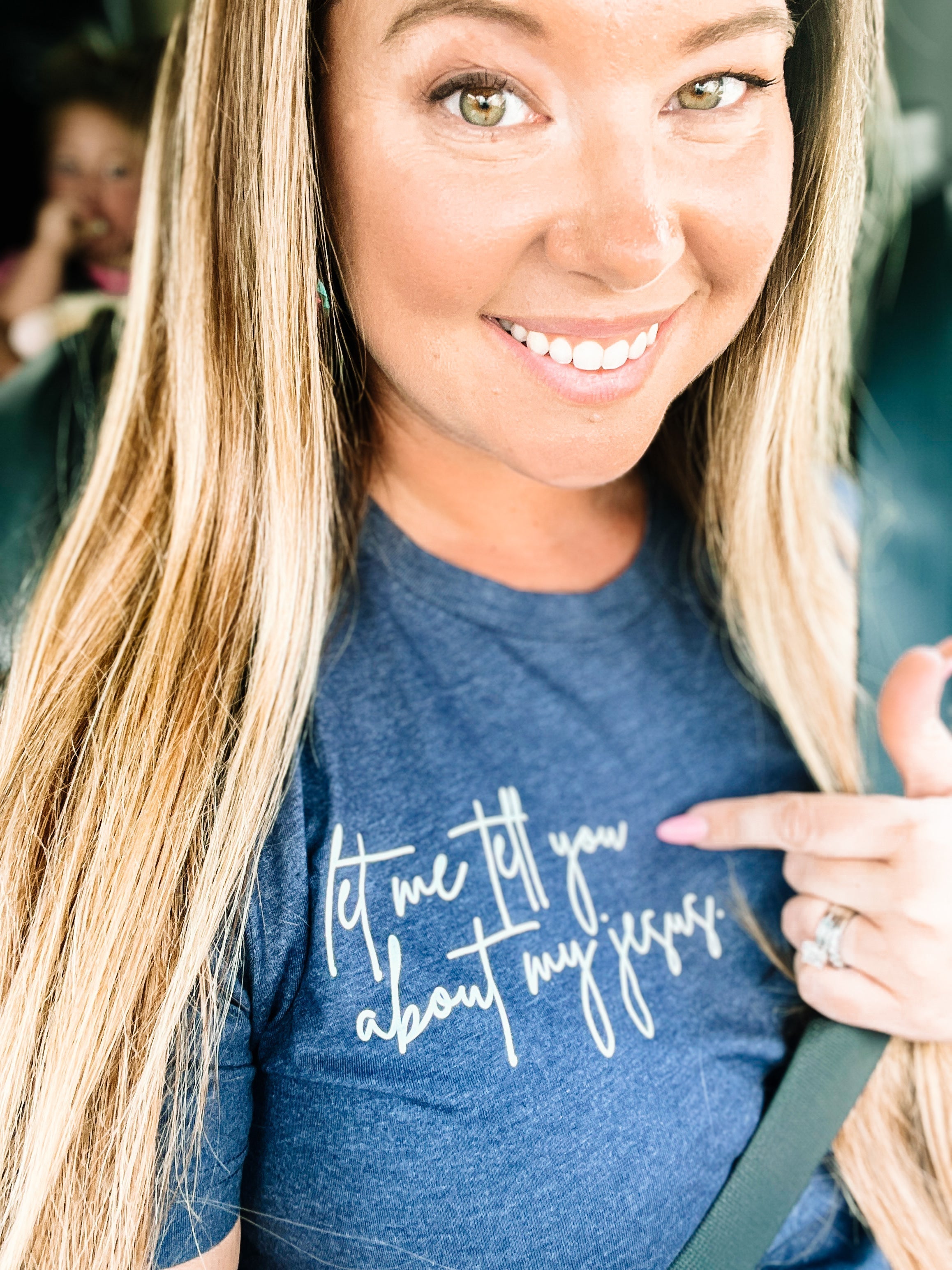 Let Me Tell You About My Jesus tee-Tees-Dear Me Southern Boutique, located in DeRidder, Louisiana