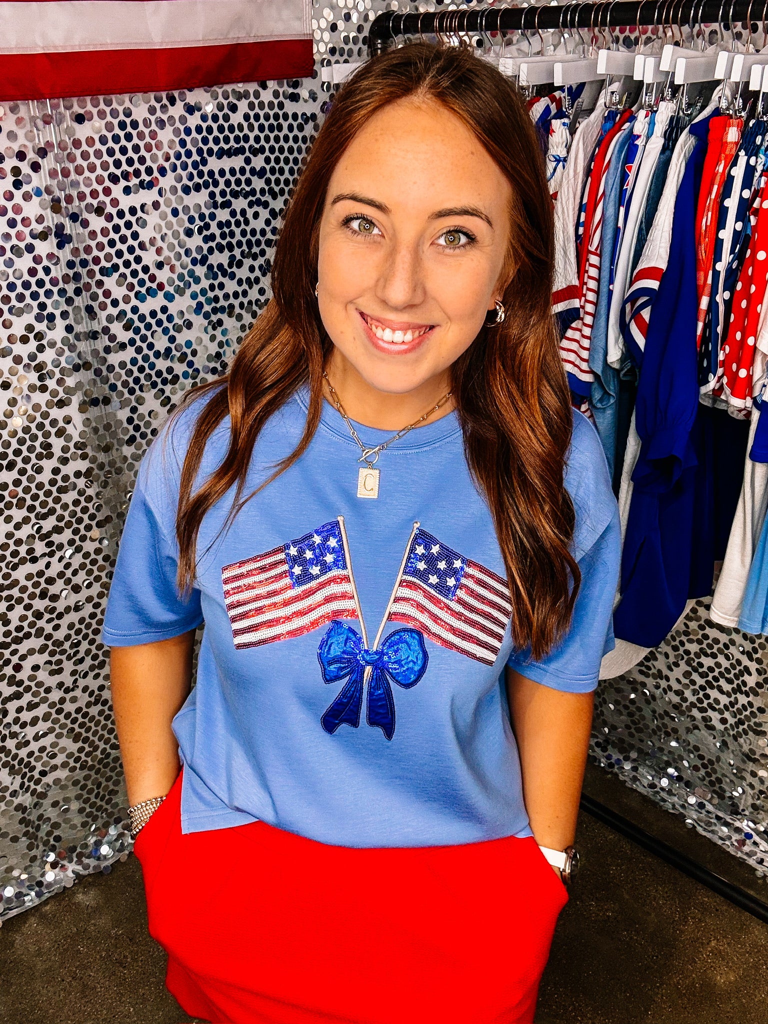 Liberty Bow Flags Luxe Top-Top-Dear Me Southern Boutique, located in DeRidder, Louisiana