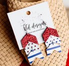 Liberty Stripe Dangle Earrings-Earrings-Dear Me Southern Boutique, located in DeRidder, Louisiana