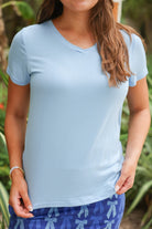 Light Blue Basic Tee-Presales-Dear Me Southern Boutique, located in DeRidder, Louisiana