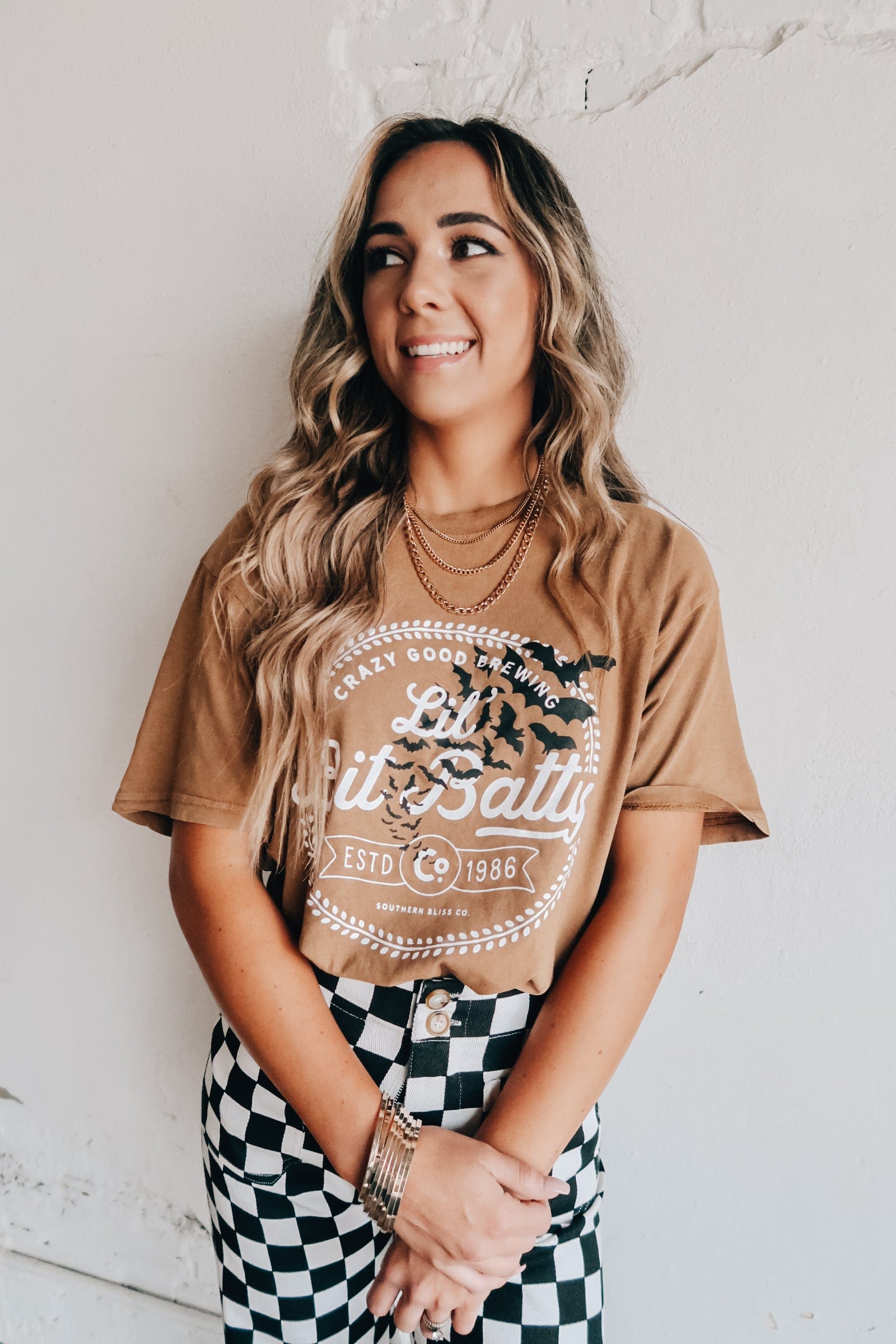 Lil Bit Batty Camel Tee-Dear Me Southern Boutique, located in DeRidder, Louisiana