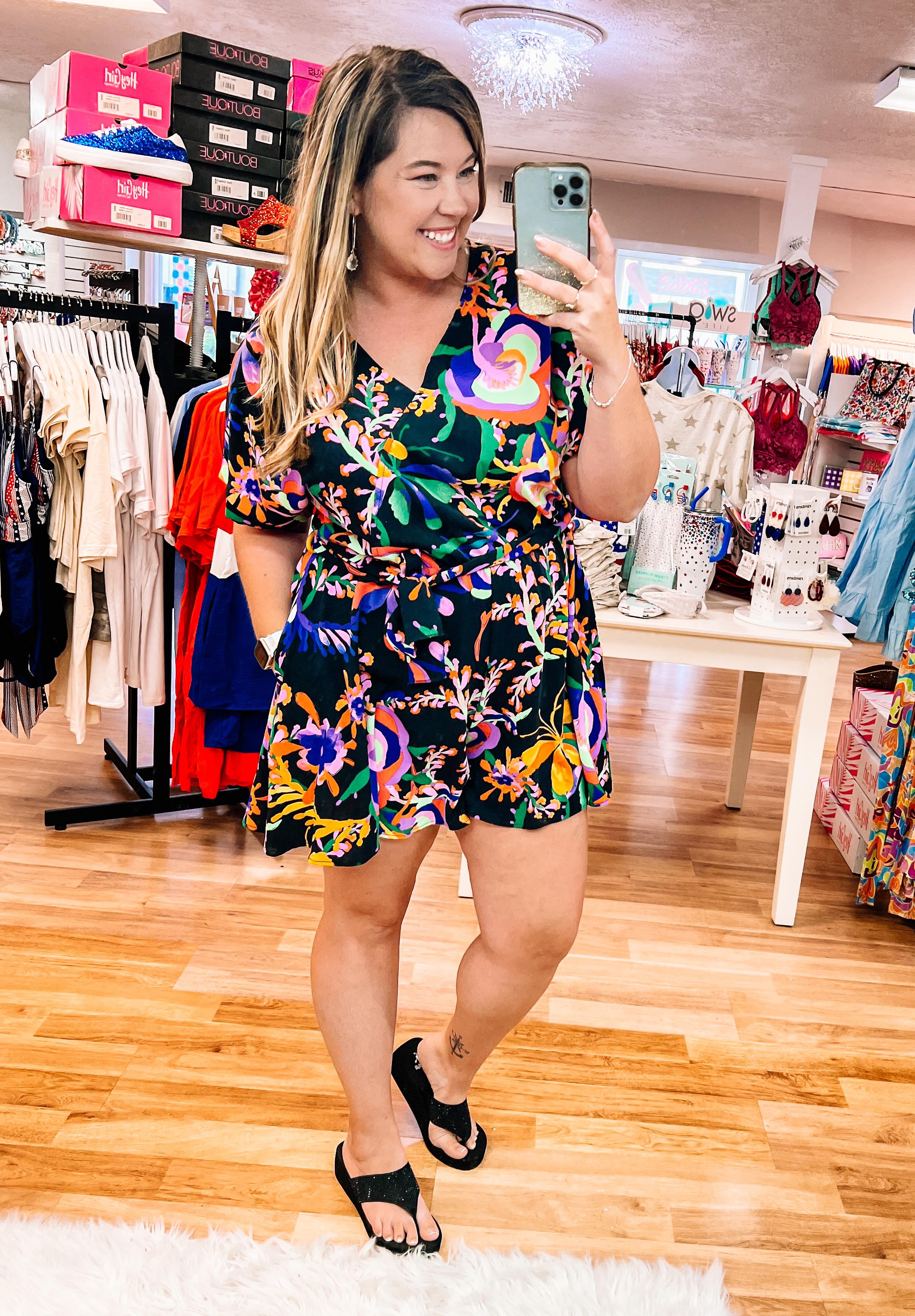 Live For Today Floral Romper-Bottoms-Dear Me Southern Boutique, located in DeRidder, Louisiana