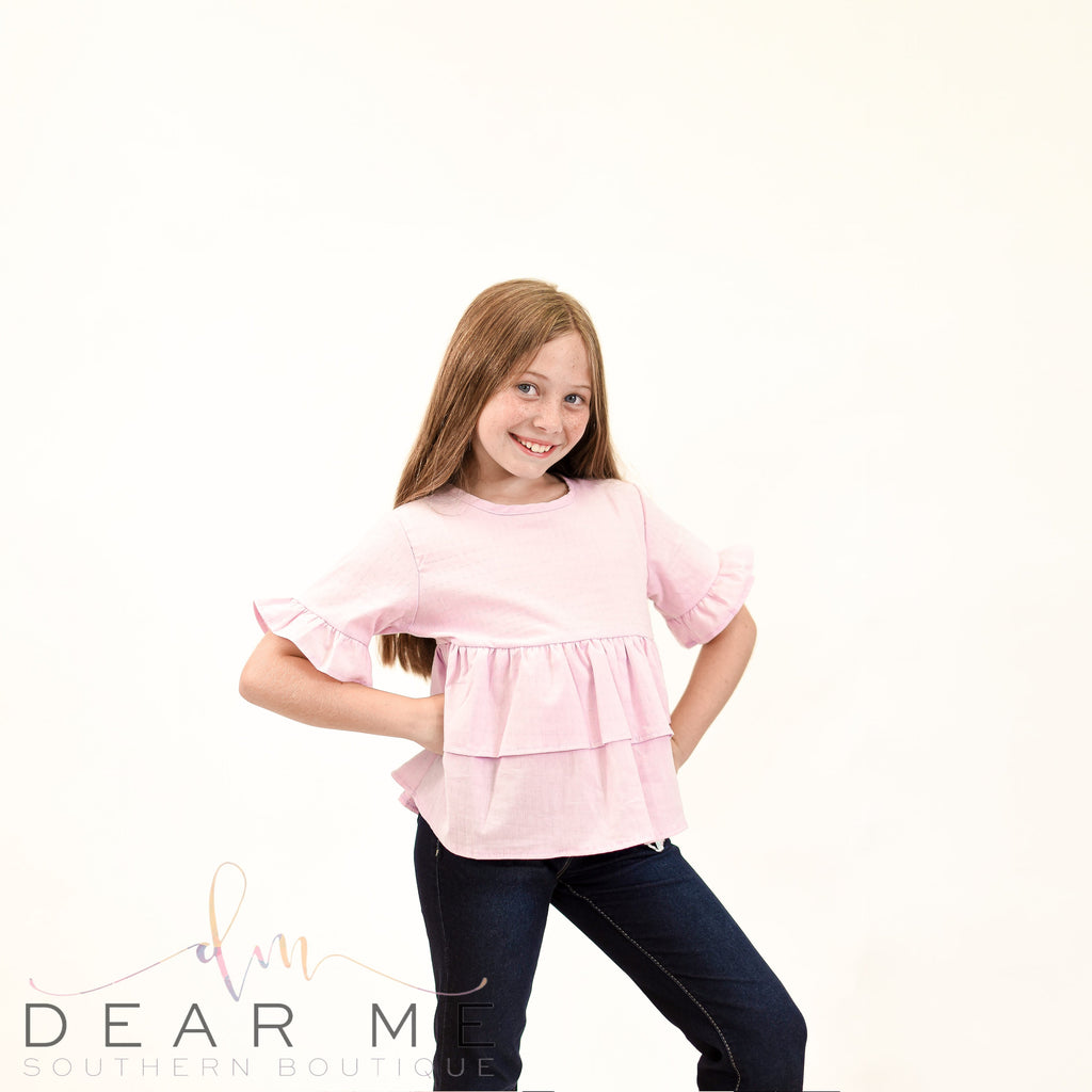 Livie Ruffled Tunic- Lavender-Kids-Dear Me Southern Boutique, located in DeRidder, Louisiana