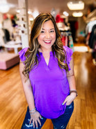 Lizzy Top- Violet-Blouses-Dear Me Southern Boutique, located in DeRidder, Louisiana