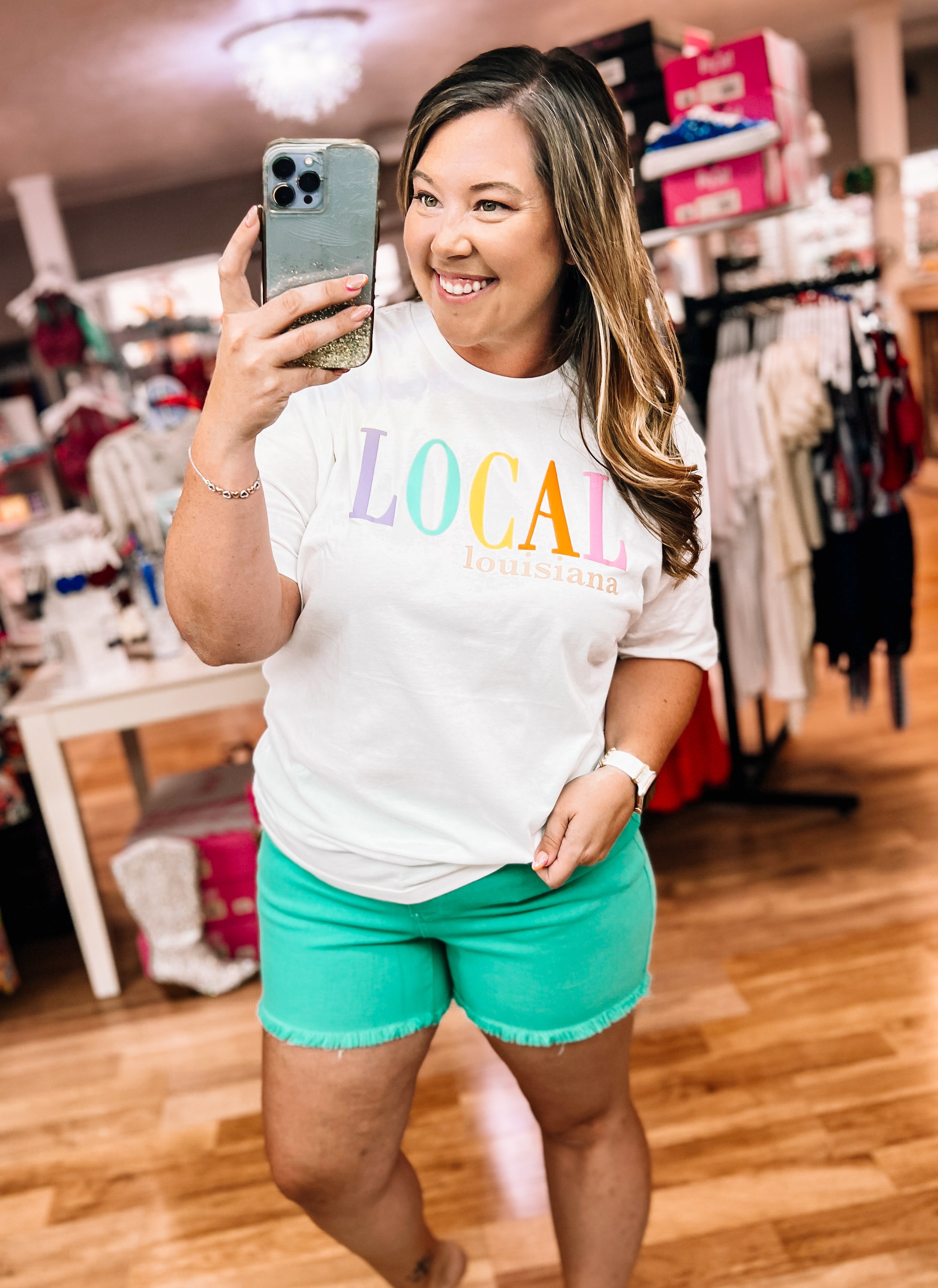 Local Puff Tee - Louisiana-Graphic Tops-Dear Me Southern Boutique, located in DeRidder, Louisiana