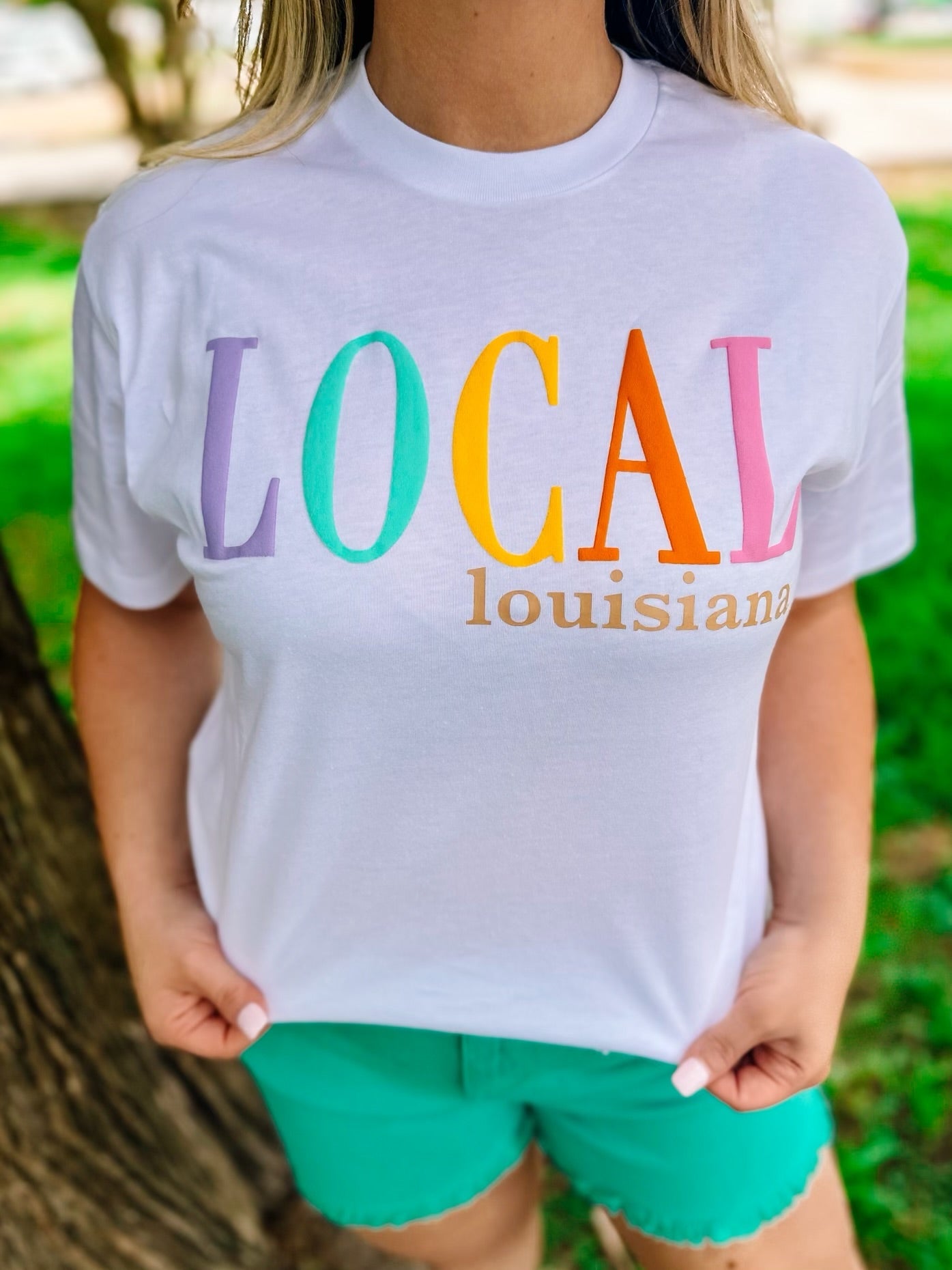 Local Puff Tee - Louisiana-Graphic Tops-Dear Me Southern Boutique, located in DeRidder, Louisiana