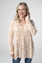 Long Sleeve Sarah Ruffle Top - Autumn Vines-Tops-Dear Me Southern Boutique, located in DeRidder, Louisiana