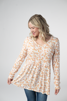 Long Sleeve Sarah Ruffle Top - Autumn Vines-Tops-Dear Me Southern Boutique, located in DeRidder, Louisiana