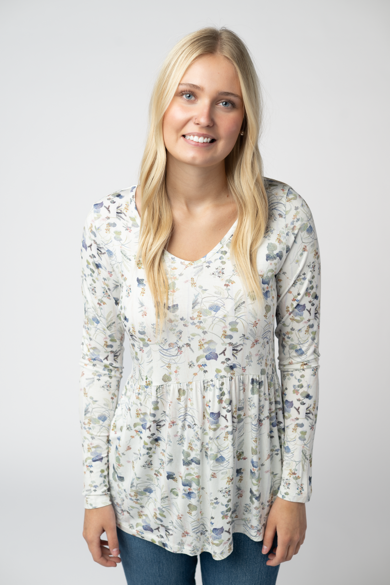 Long Sleeve Sarah Ruffle Top - Olive Meadow-Tops-Dear Me Southern Boutique, located in DeRidder, Louisiana