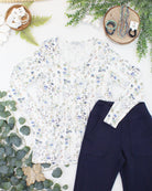 Long Sleeve Sarah Ruffle Top - Olive Meadow-Tops-Dear Me Southern Boutique, located in DeRidder, Louisiana