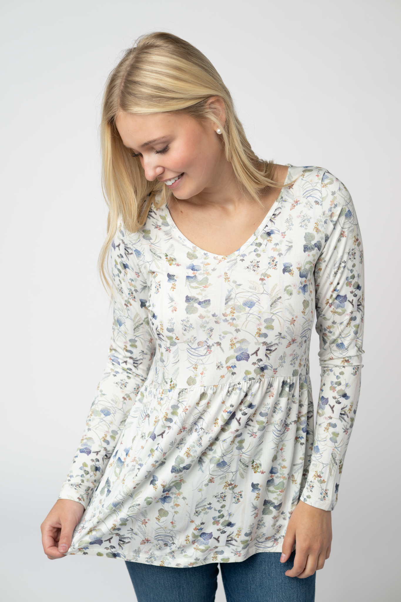 Long Sleeve Sarah Ruffle Top - Olive Meadow-Tops-Dear Me Southern Boutique, located in DeRidder, Louisiana