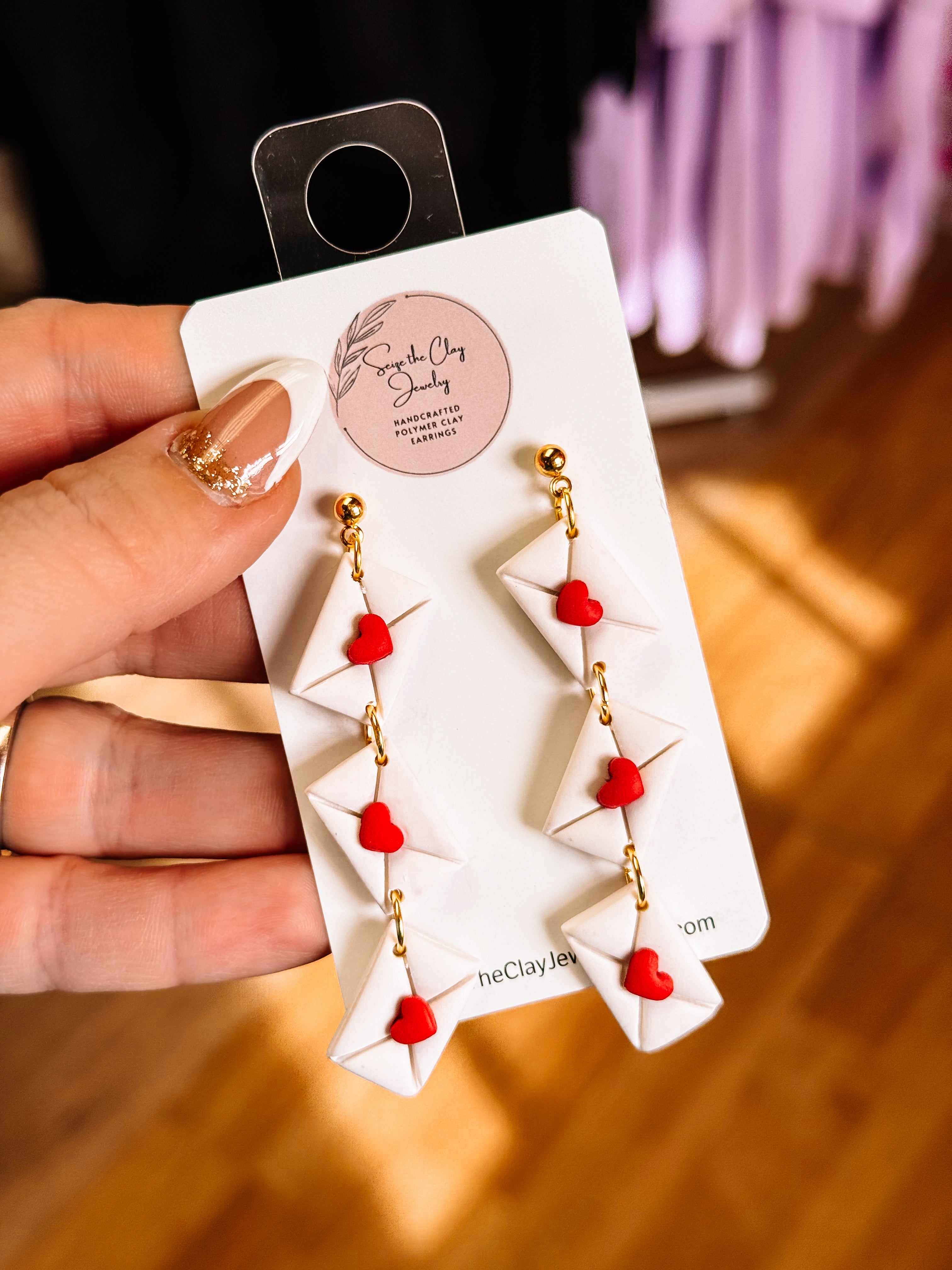 Love Letter Clay Earrings-Earrings-Dear Me Southern Boutique, located in DeRidder, Louisiana