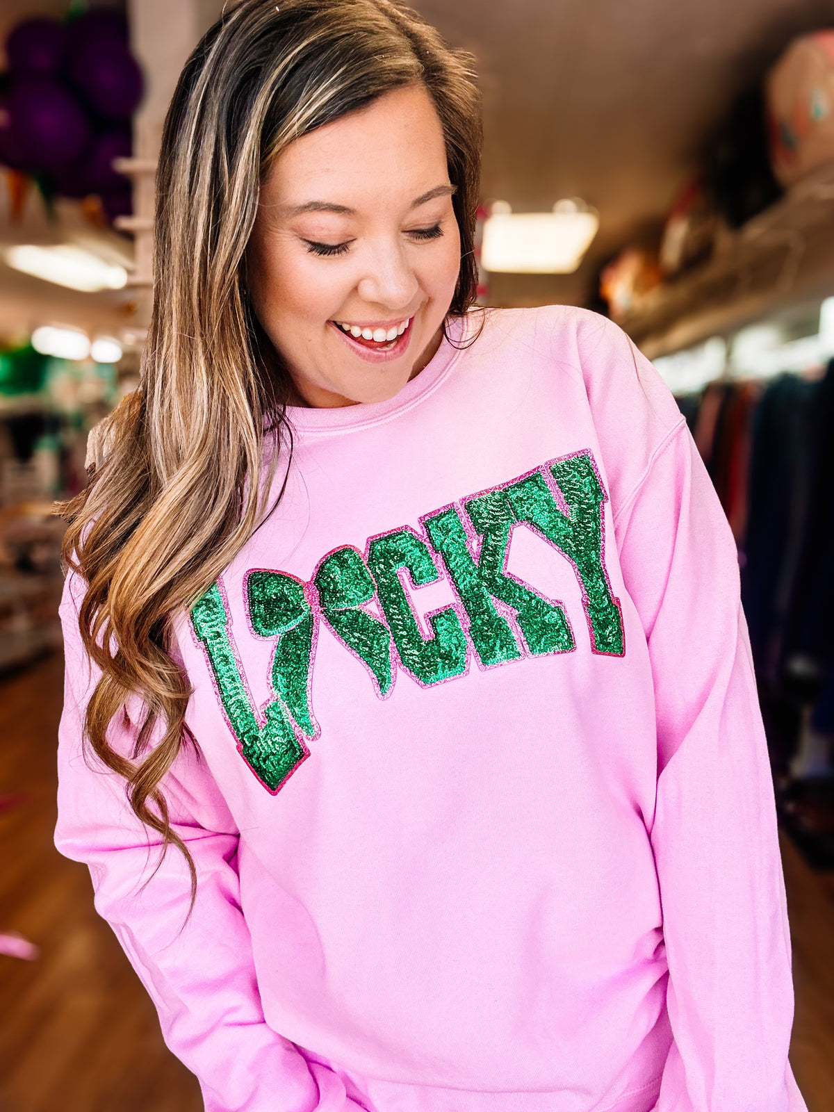 Lucky Charm Sequin Pullover-Sweatshirts-Dear Me Southern Boutique, located in DeRidder, Louisiana